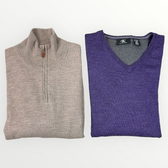 Calvin Klein & JoS. A. Bank Classic Collection Merino Wool Sweater Bundle Men XL - Picture 1 of 8